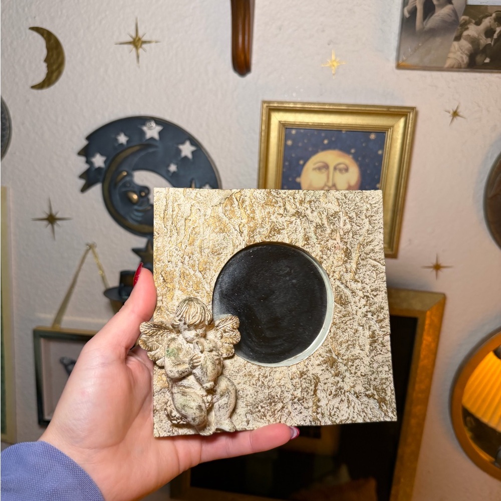 Cherub Angel Decorated Stone Mirror